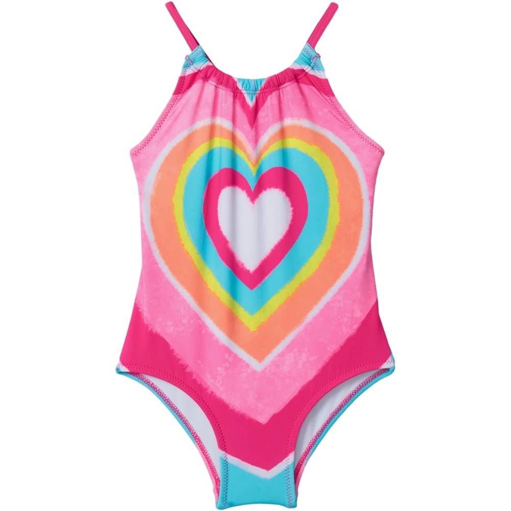 Hatley girls swimwear size 2 psychedelic heart rainbow colors NWT